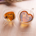 240/180ml Heart Shaped Heat Resistant Double Wall Layer Clear Glass Tea Cups Mug